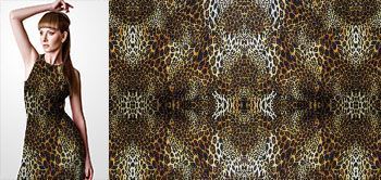 31029 Materiał ze wzorem motyw skóry zwierzęcej (cętki) w odcieniach złotego z efektem odbicia